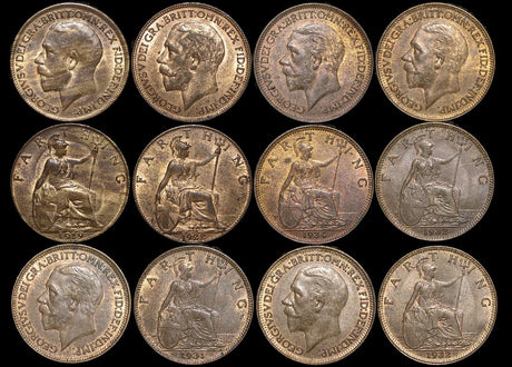 DL327 Great Britain, George V (1910-1936), Bronze Farthings (6), a lot of (6) coins