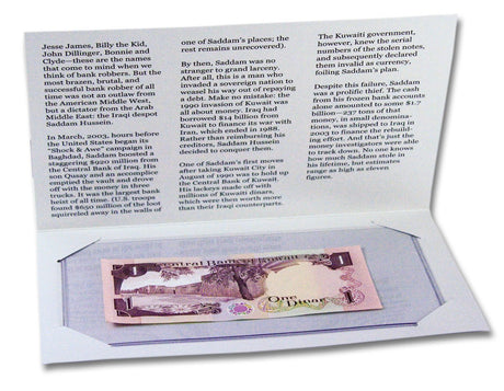 Hussein's 1 Dinar Single Banknote Folder (HUSSEINBNCARD)